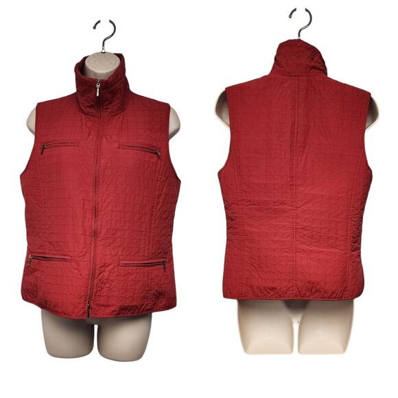 Chico's Other - Chico's Women’s Red Sleeveless Vest Front Zipper Pockets Size 0/US 4 Small
